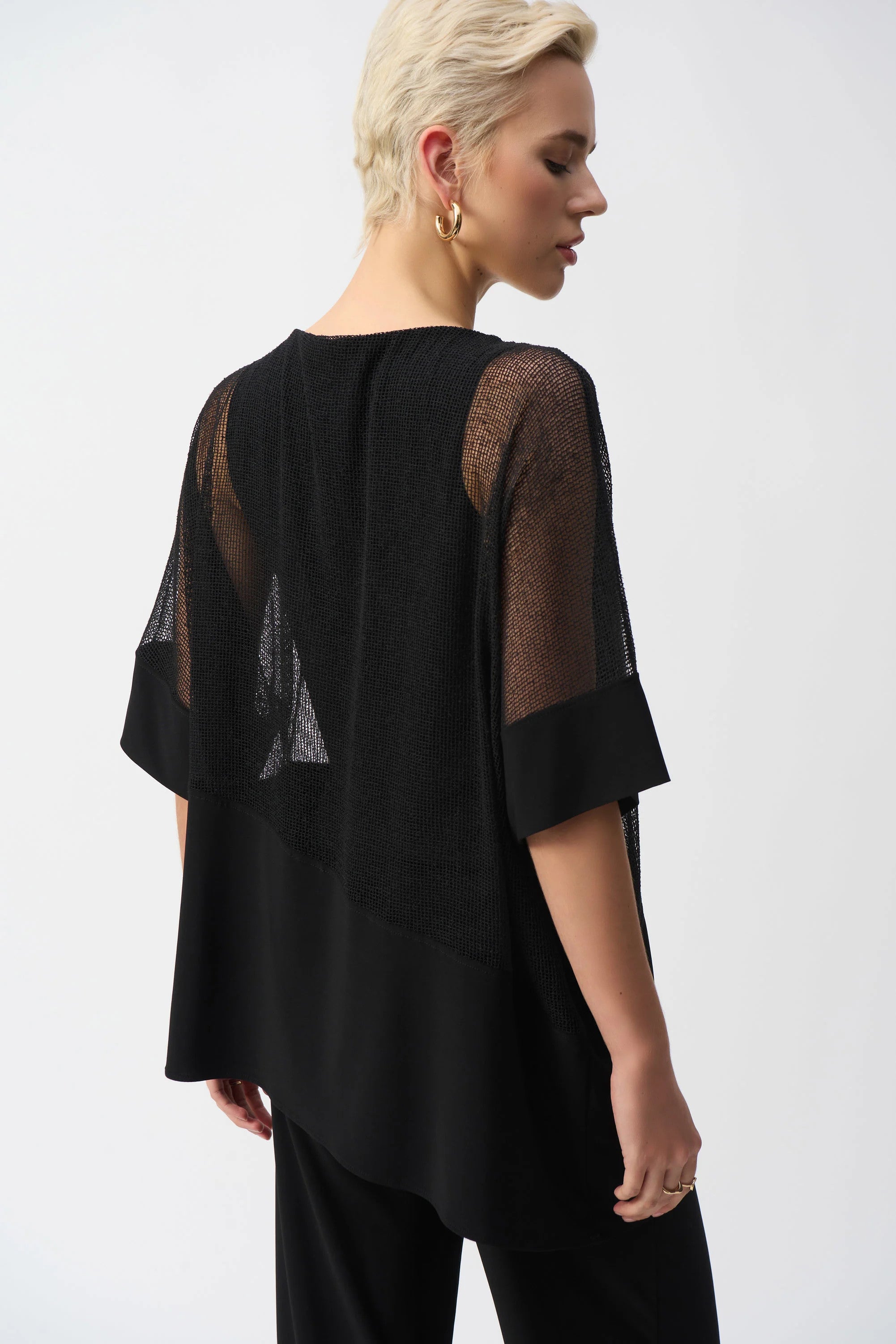 Mesh And Silky Knit Cocoon Top 251092