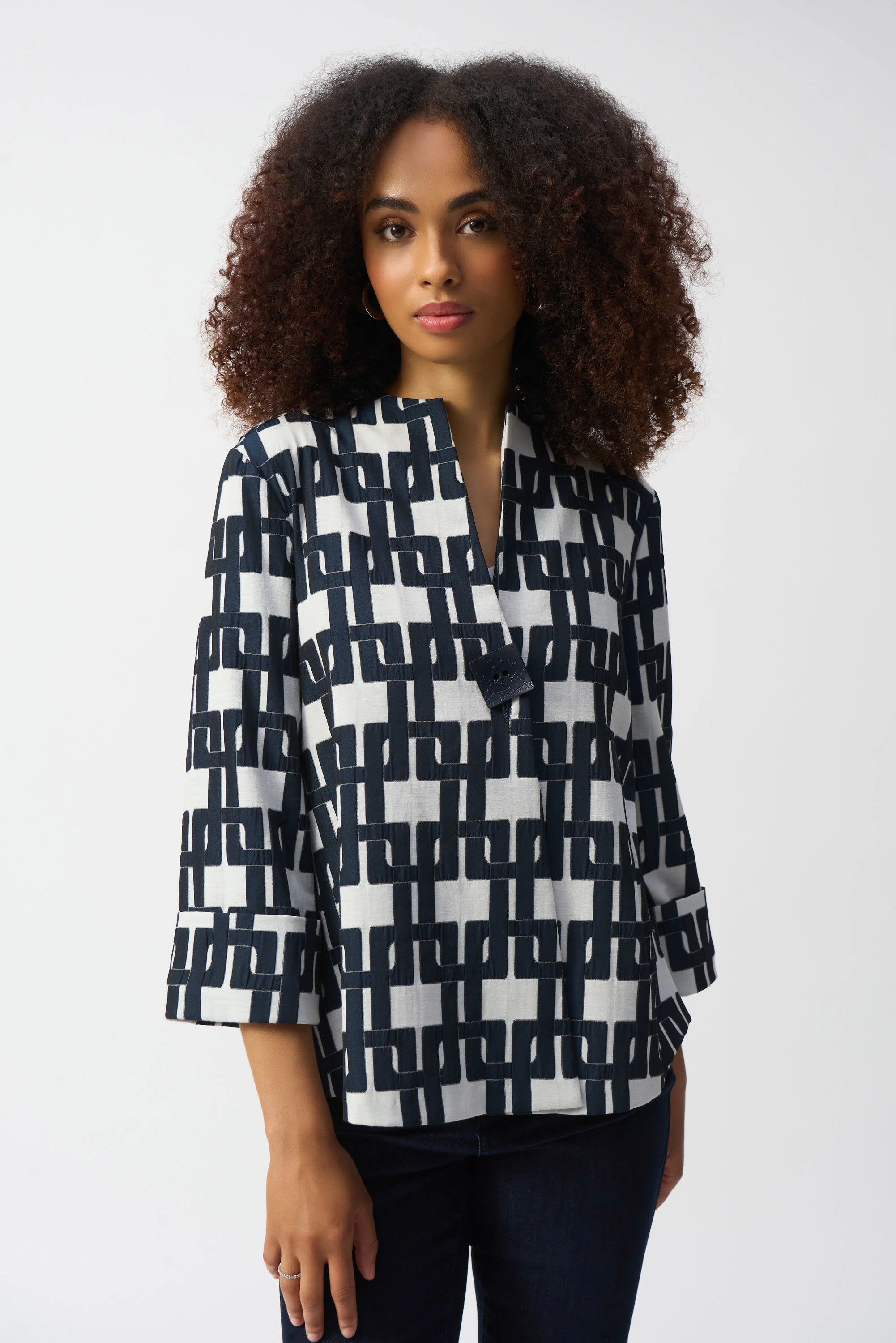 Geometric Jacquard Trapeze Jacket 251000