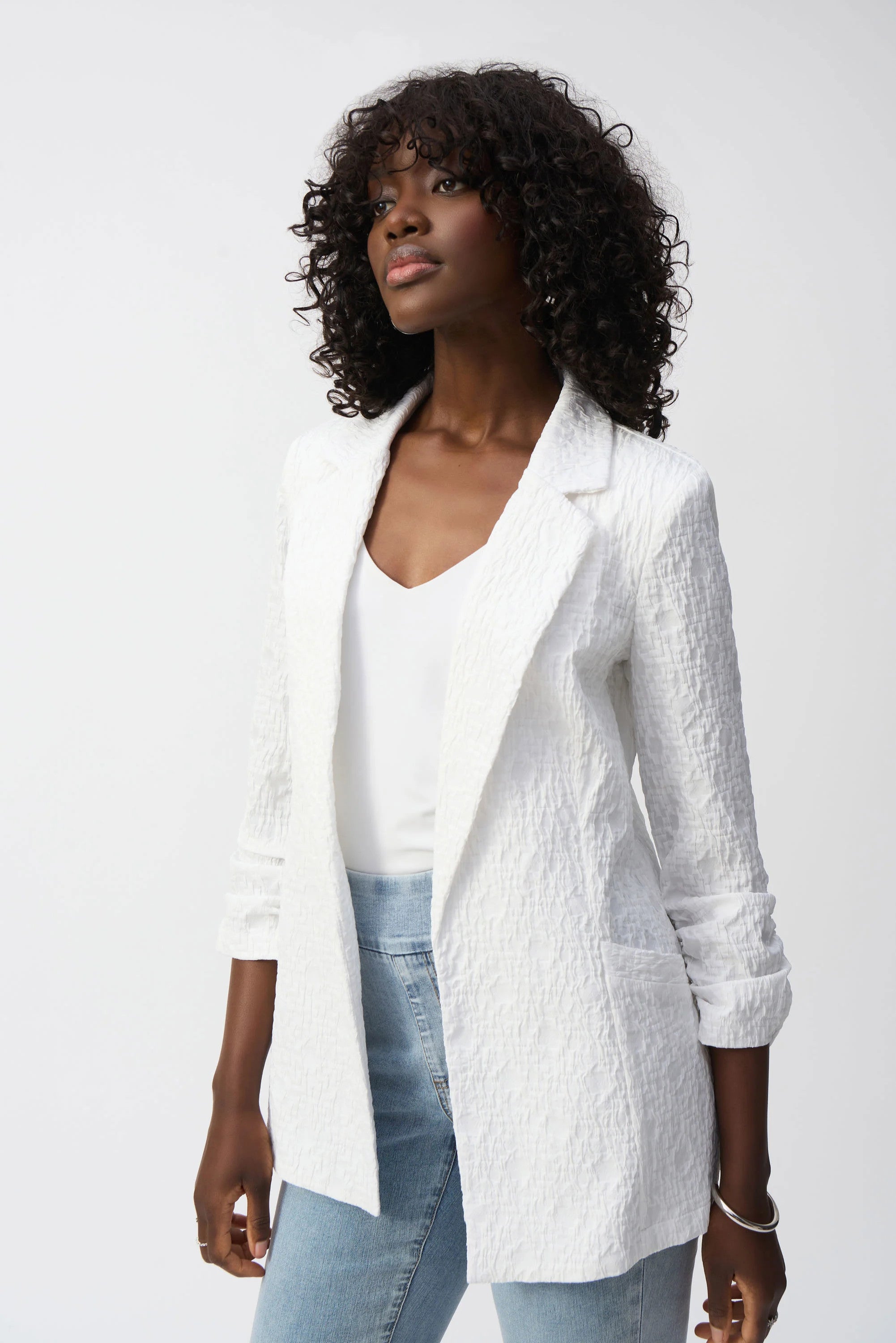 Woven Jacquard Boxy Blazer 242034S25