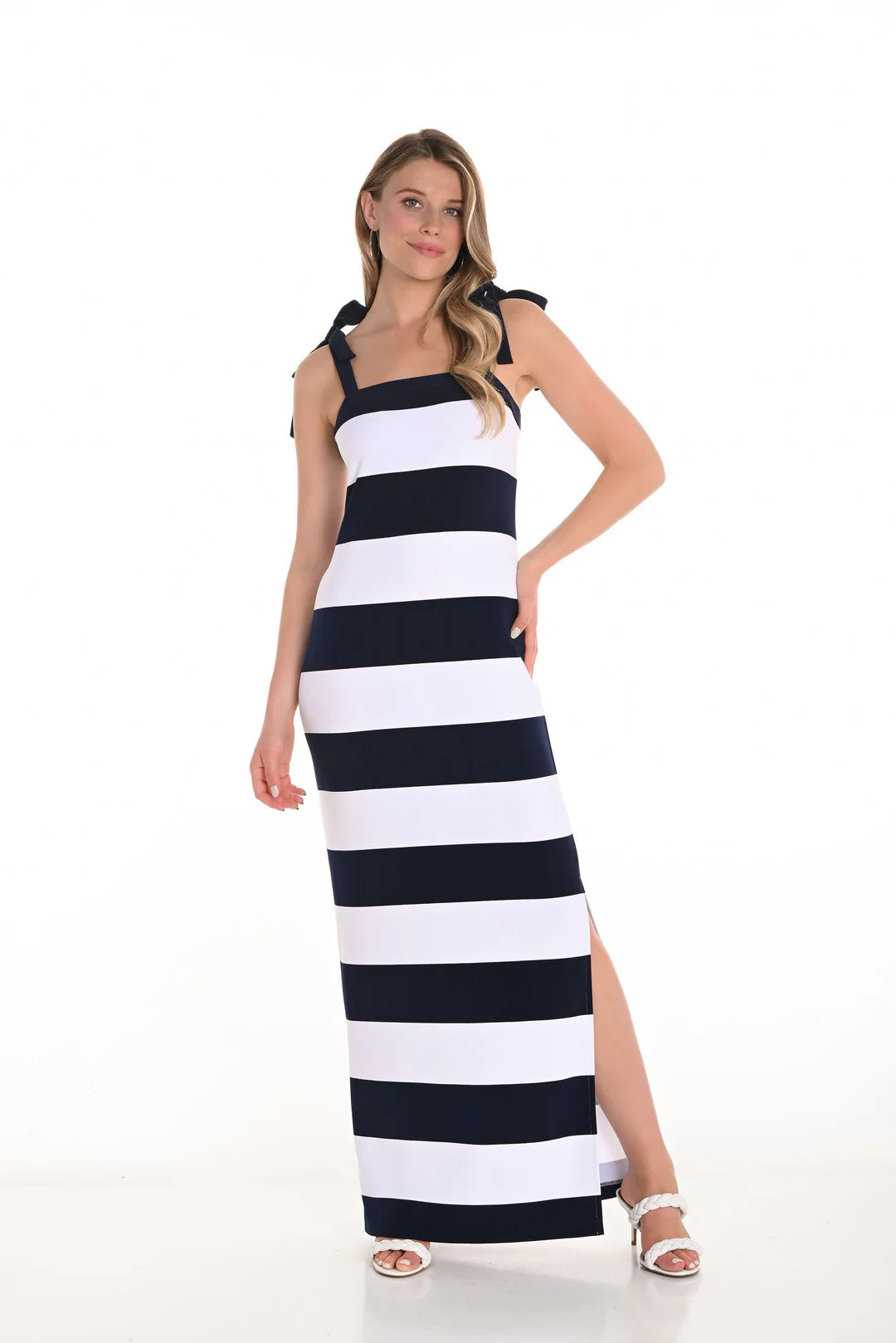 Navy/White Stripe Maxi Dress Style 251188