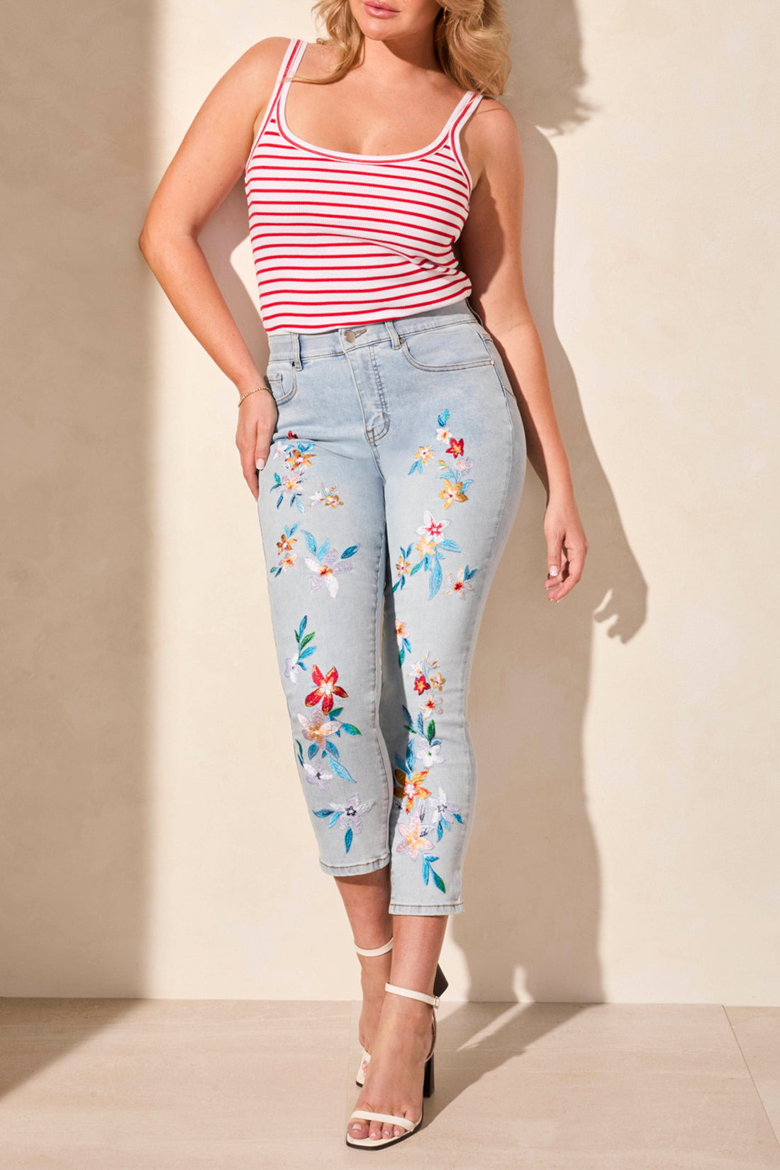 Sophia Curvy Embroidered Slim Crop Jeans 5798O/5045