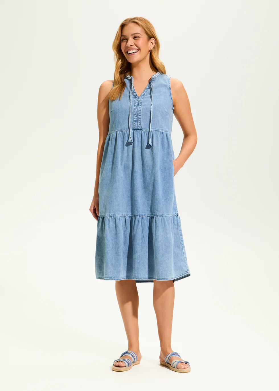 Light Denim Tiered Dress 7811992