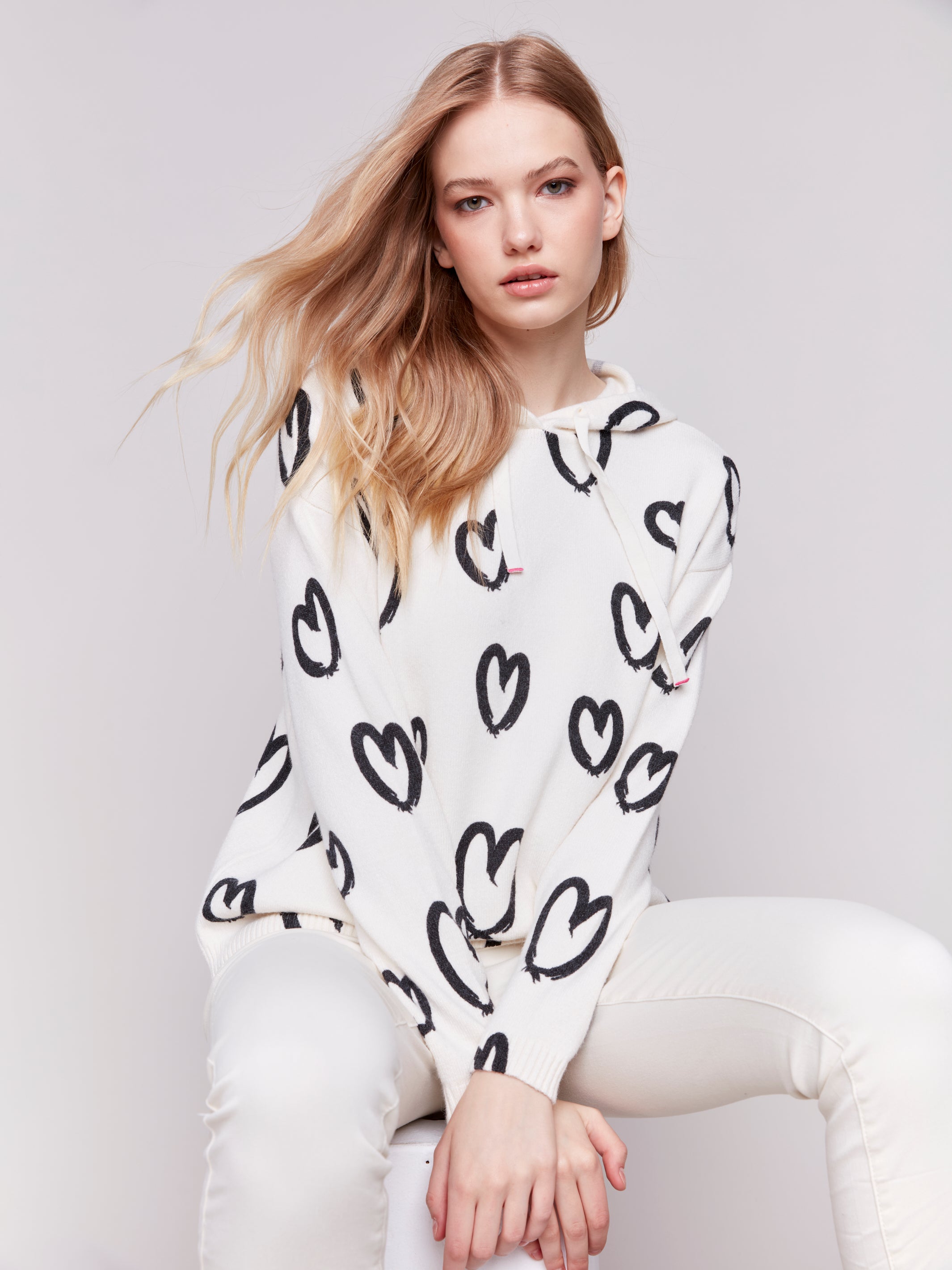 Printed Hearts Hoody C2436XP-736A