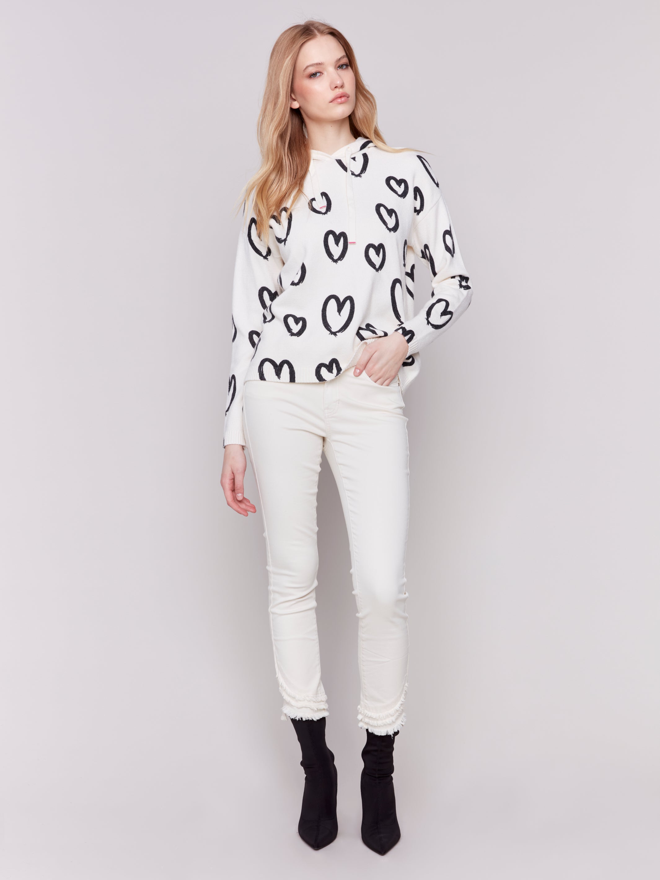 Printed Hearts Hoody C2436XP-736A