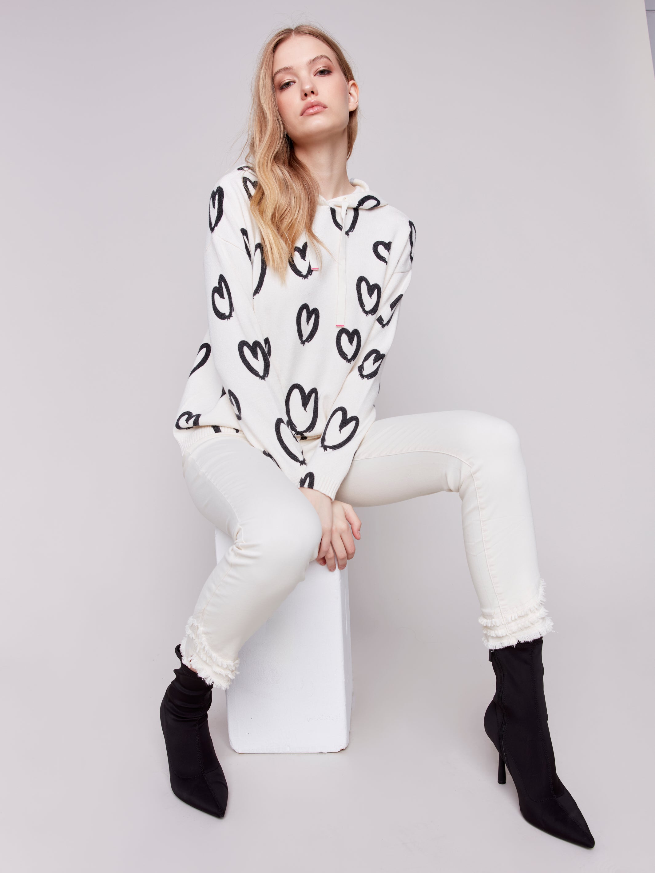 Printed Hearts Hoody C2436XP-736A