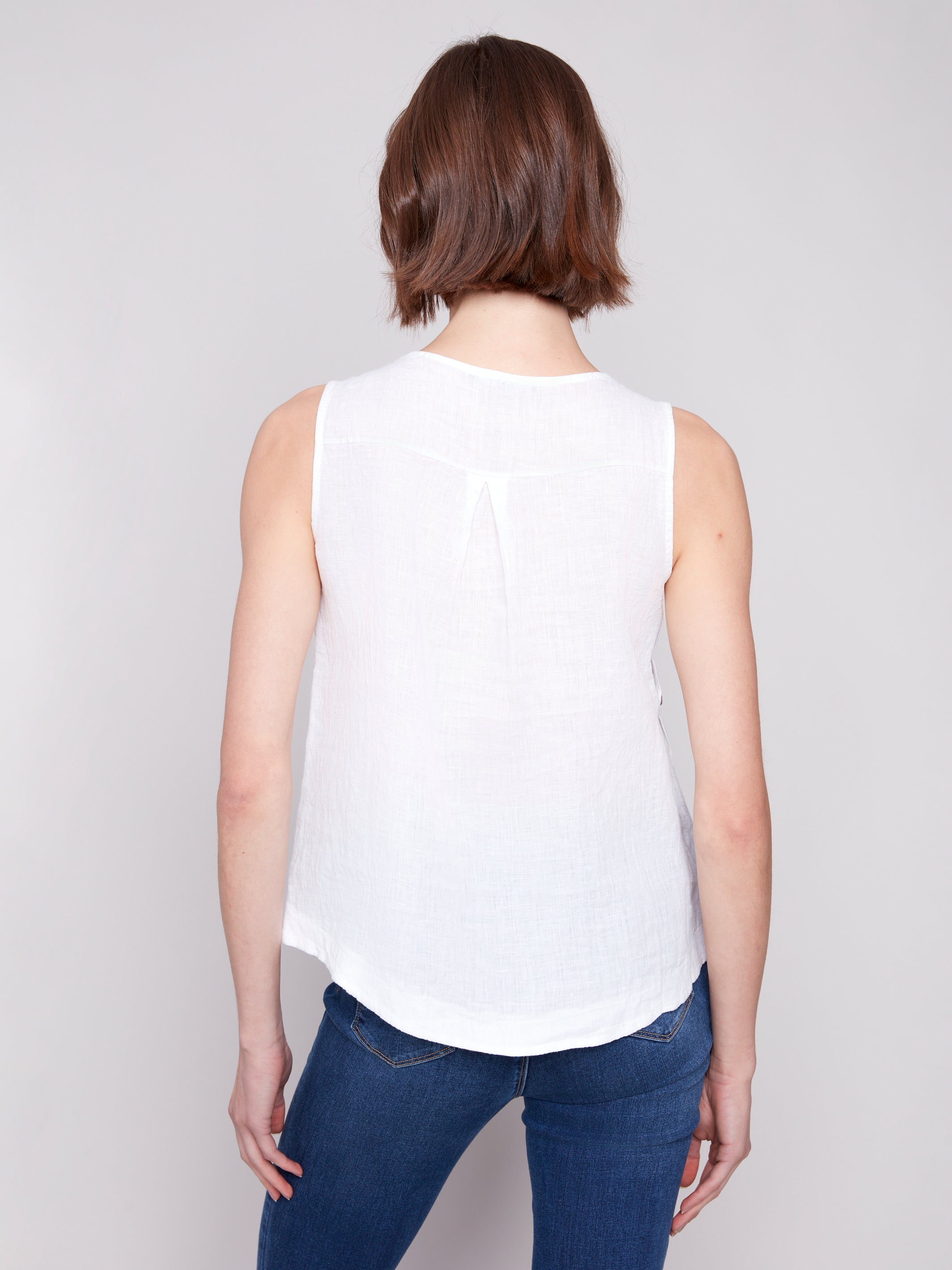 Round Neck Sleeveless Linen Blouse C4425T/035B