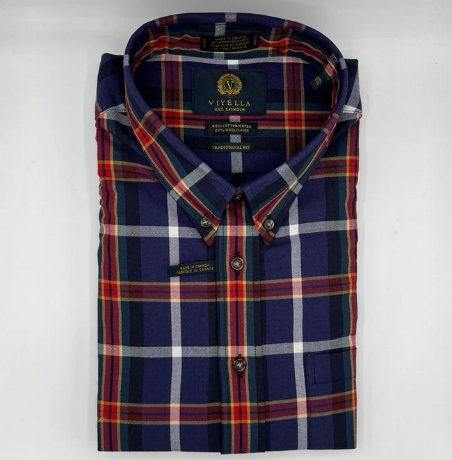 Cotton & Wool Blend Button Down Shirt 653427