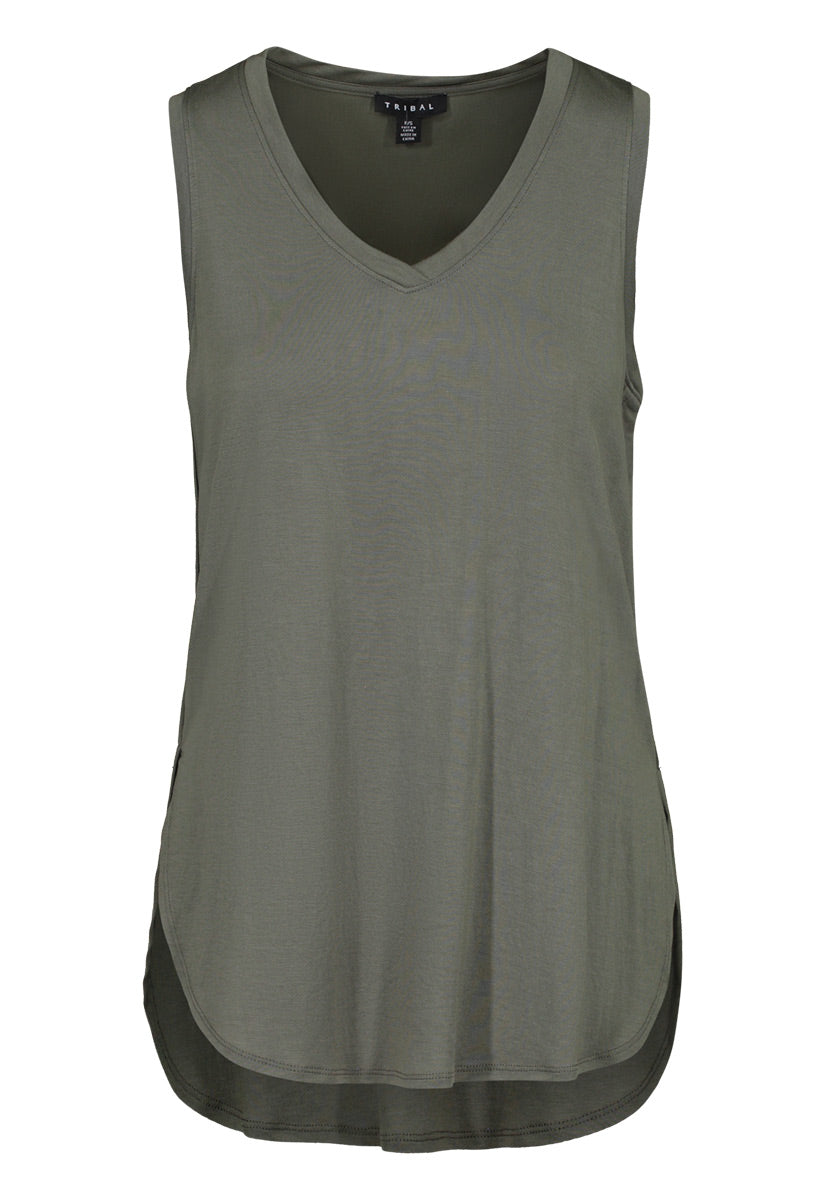 V Neck Tank With Side Slit *COLOURS*