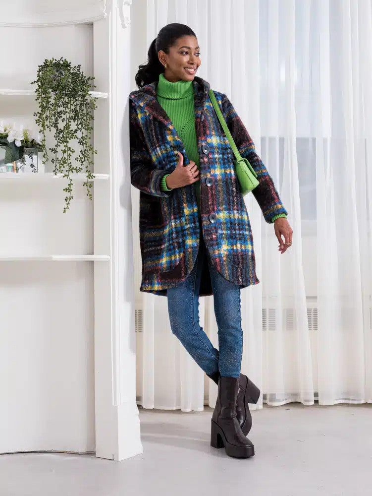 Plaid hot sale coat wool