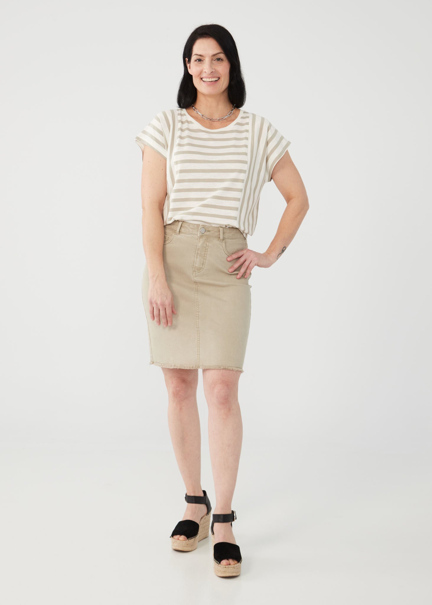 Khaki skirt pencil clearance skirt